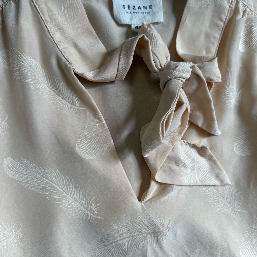 Sezane Cream Tie-Neck Blouse - Picture 5 of 7